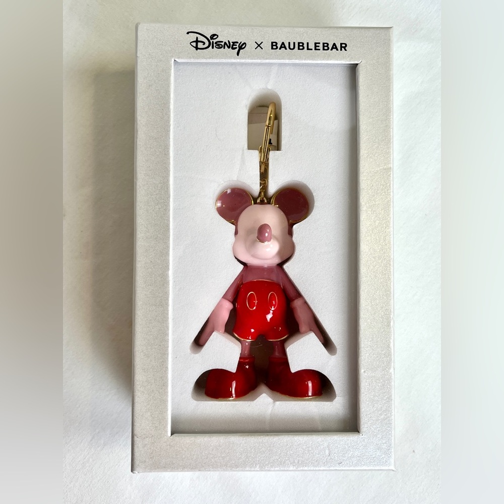 Disney Baublebar Mickey Mouse Keychain Bag Charm Red Pink Colors New